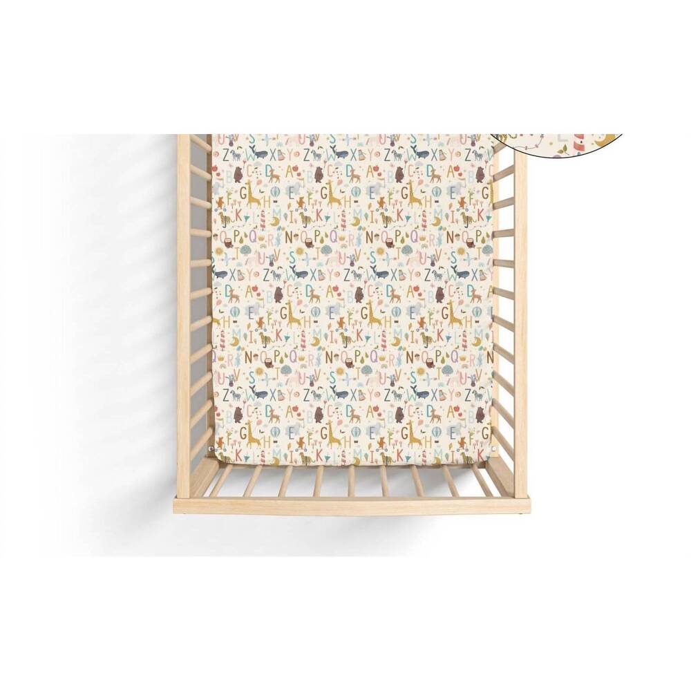 NEW KICKEE grow with me crib to twin fitted sheet in animal alphabet